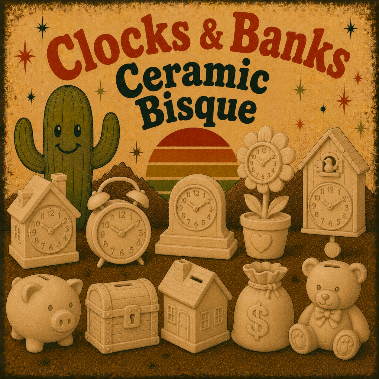 Clocks & Banks Ceramic Bisque