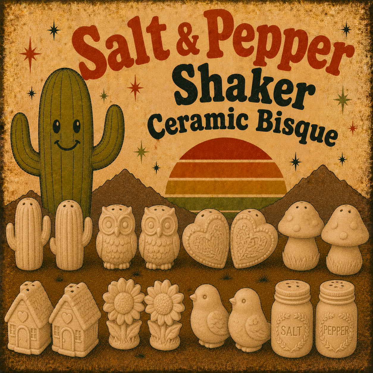 Salt & Pepper Shaker Ceramic Bisque