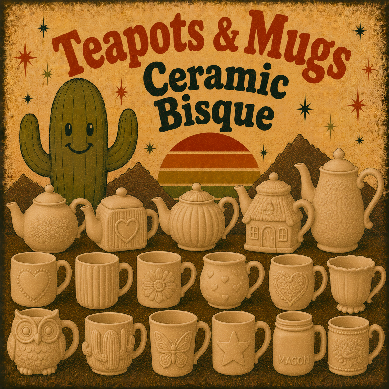 Teapots & Mugs Ceramic Bisque