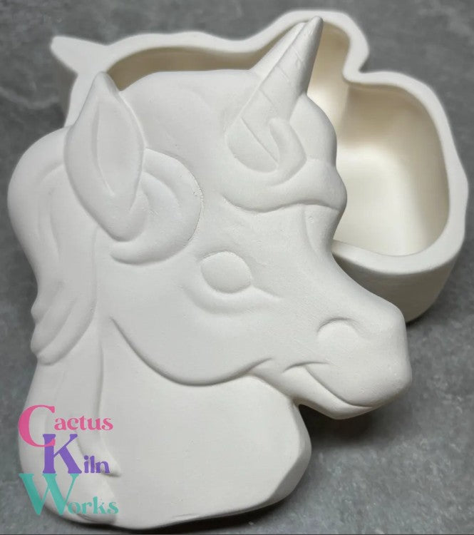 Unicorn Head Trinket Box - Ceramic Bisque PYOP