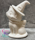 Halloween Sitting Kitty Cat in a Witch Hat - Ceramic Bisque PYOP