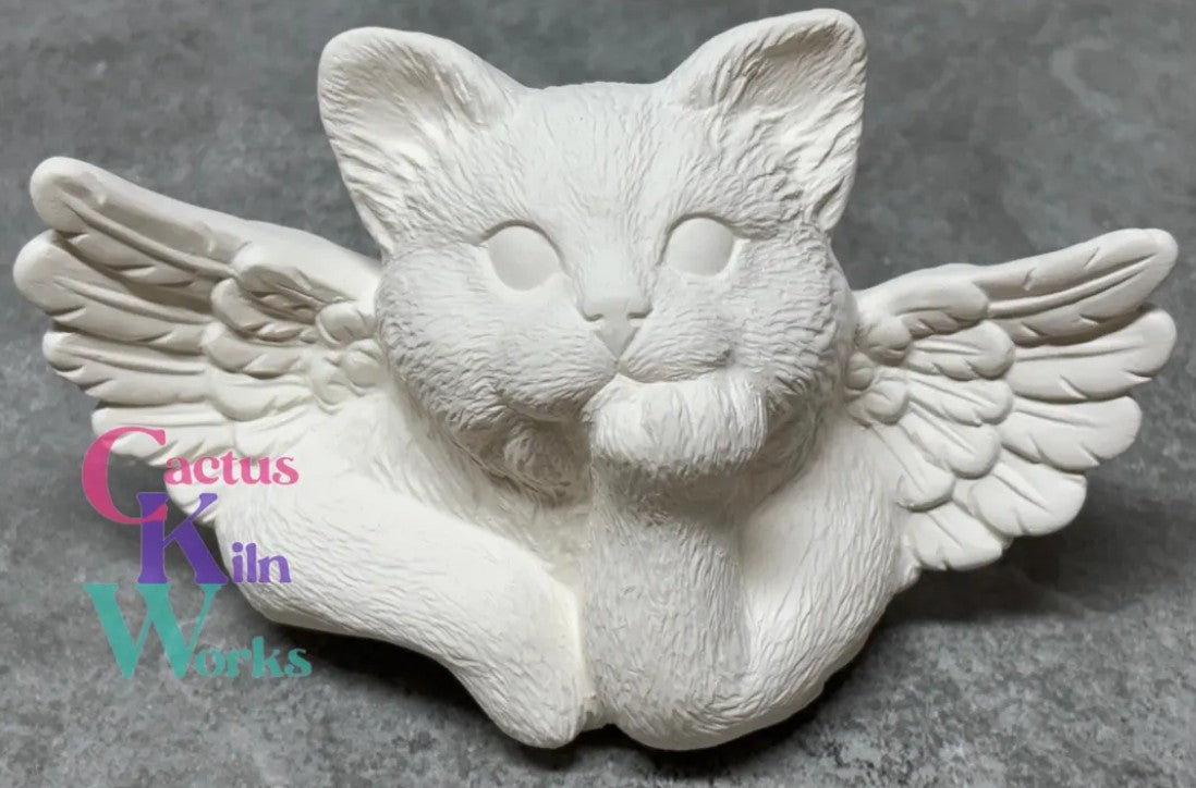 Cat Angel Shelf Sitter - Ceramic Bisque PYOP