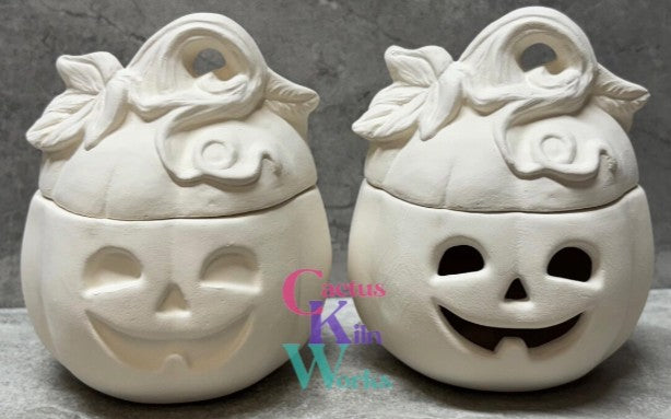 Jack O'Lantern Candy Cup, Trinket Box or Candle Holder Halloween- Ceramic Bisque PYOP