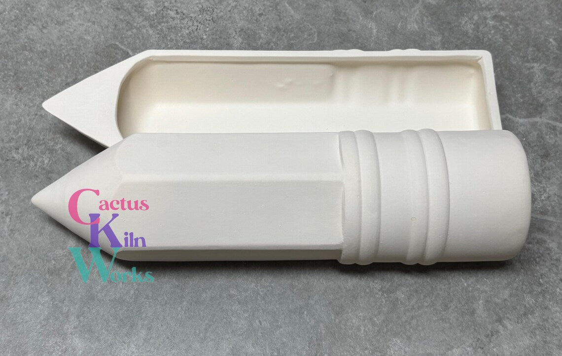 School Pencil Trinket Box - Ceramic Bisque PYOP