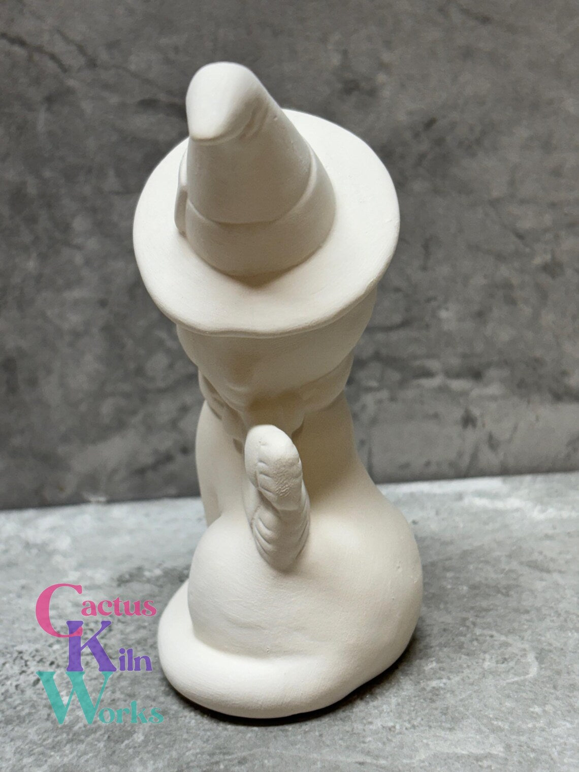 Halloween Sitting Kitty Cat in a Witch Hat - Ceramic Bisque PYOP