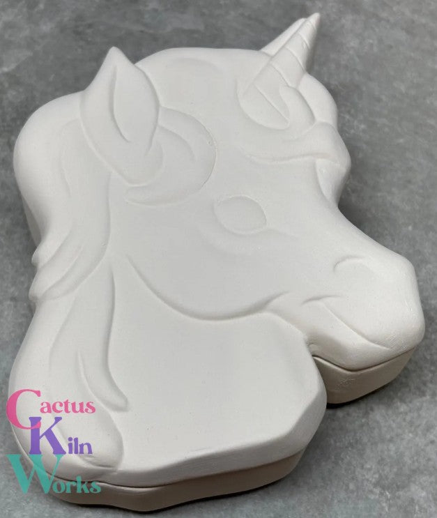 Unicorn Head Trinket Box - Ceramic Bisque PYOP