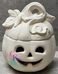 Jack O'Lantern Candy Cup, Trinket Box or Candle Holder Halloween- Ceramic Bisque PYOP