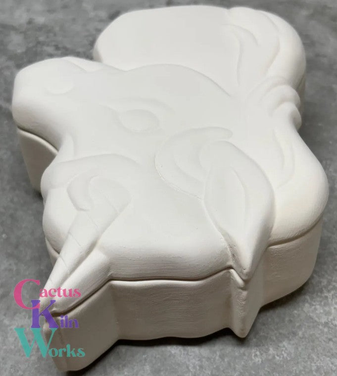 Unicorn Head Trinket Box - Ceramic Bisque PYOP