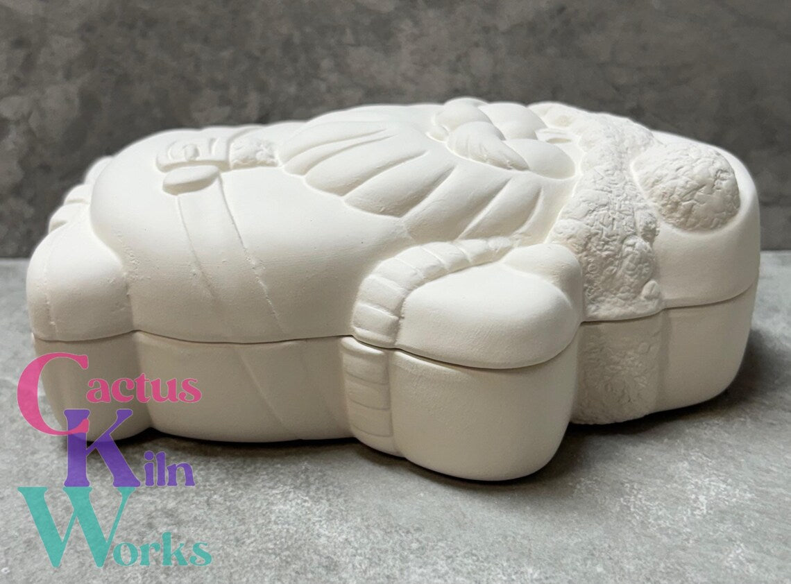 Christmas Santa Claus Trinket Box - Ceramic Bisque PYOP