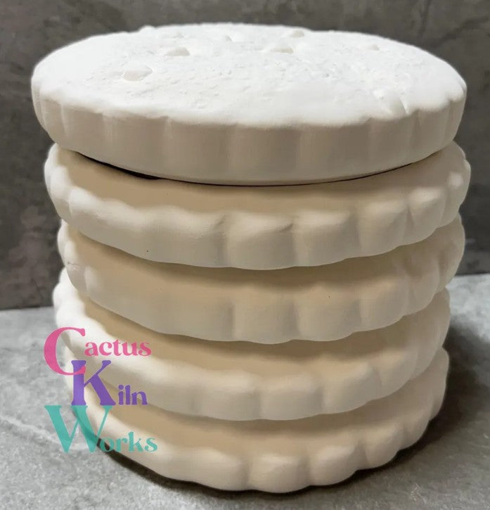 Chocolate Chip Cookie Stacked Cookie Jar Container - Ceramic Bisque PYOP