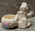 Ghost with Jack o' Lantern Pumpkin Candy Cup - Ceramic Bisque PYOP