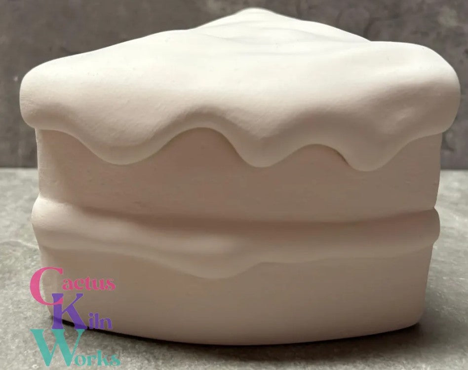 Slice of Celebration Birthday Cake Trinket Box - Ceramic Bisque PYOP