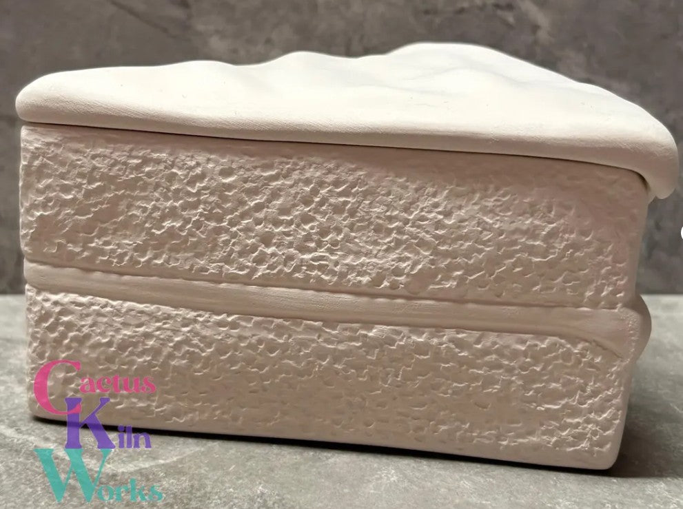 Slice of Celebration Birthday Cake Trinket Box - Ceramic Bisque PYOP