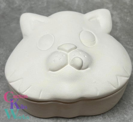 Kitty Cat with Tongue Sticking Out Trinket Box - Ceramic Bisque PYOP