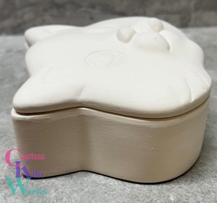 Kitty Cat with Tongue Sticking Out Trinket Box - Ceramic Bisque PYOP