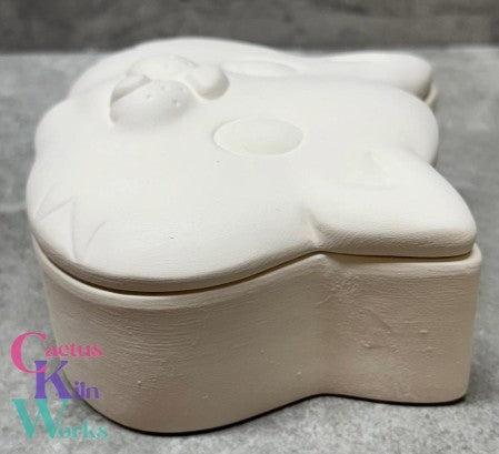 Kitty Cat with Tongue Sticking Out Trinket Box - Ceramic Bisque PYOP