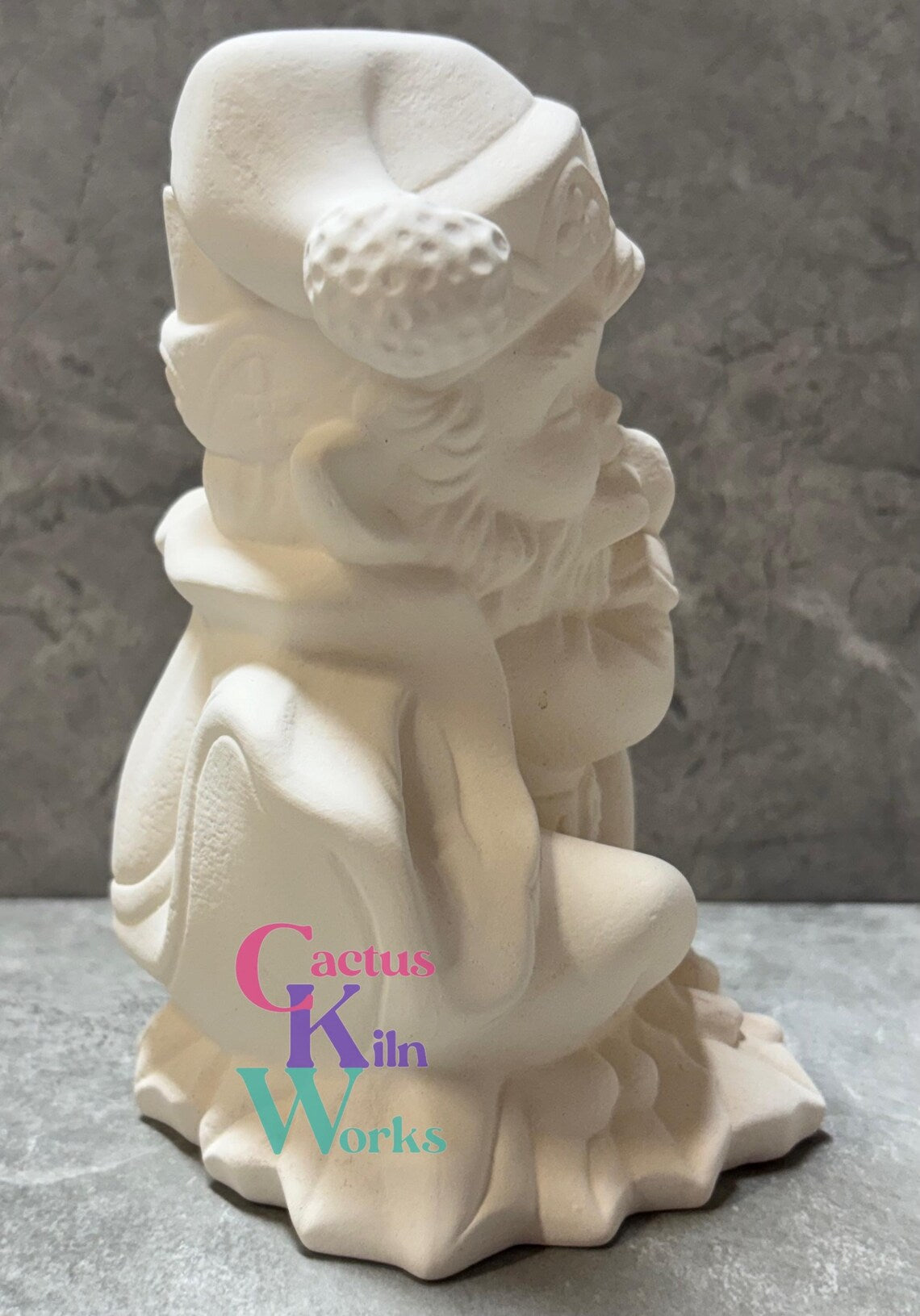 Christmas Elf Playing Flute Coin Bank OR Figure - Ceramic Bisque PYOP