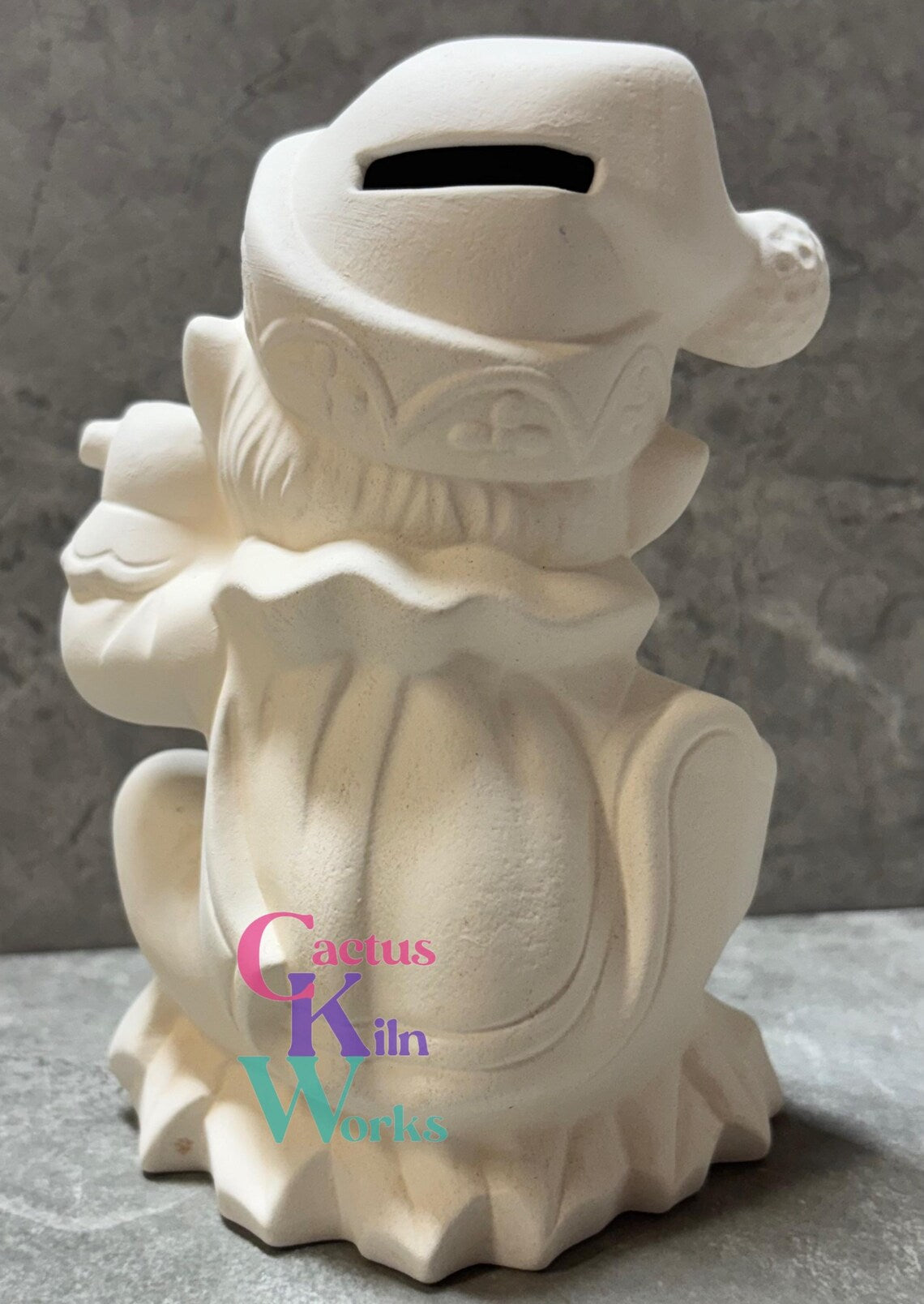 Christmas Elf Playing Flute Coin Bank OR Figure - Ceramic Bisque PYOP