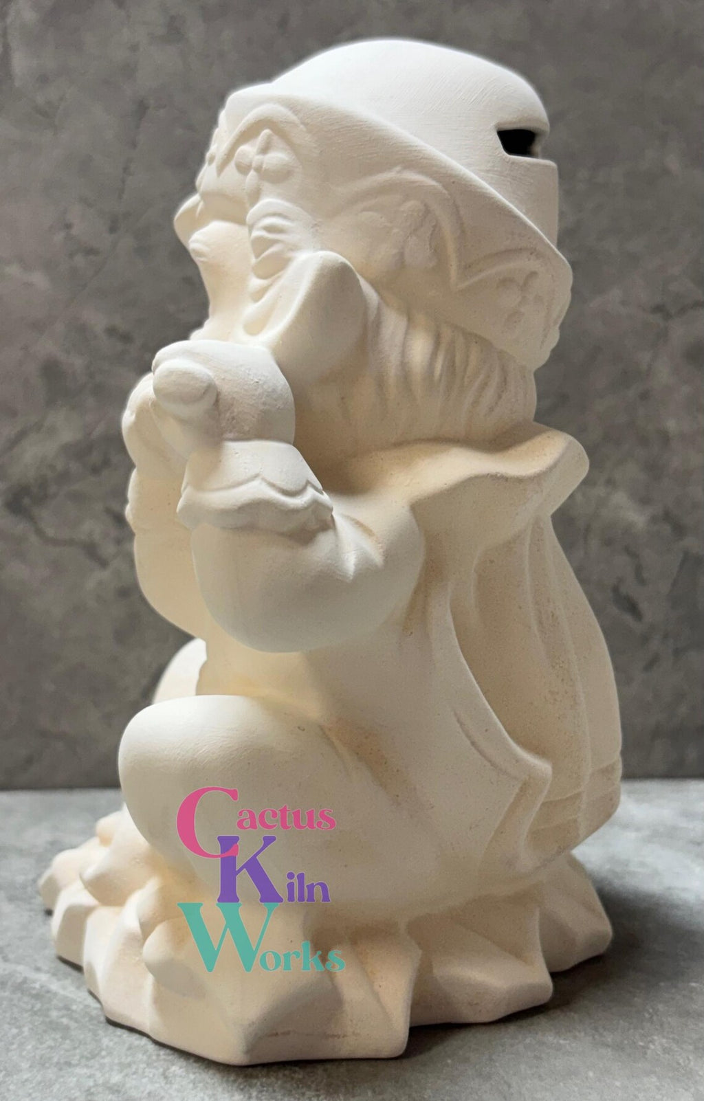 Christmas Elf Playing Flute Coin Bank OR Figure - Ceramic Bisque PYOP