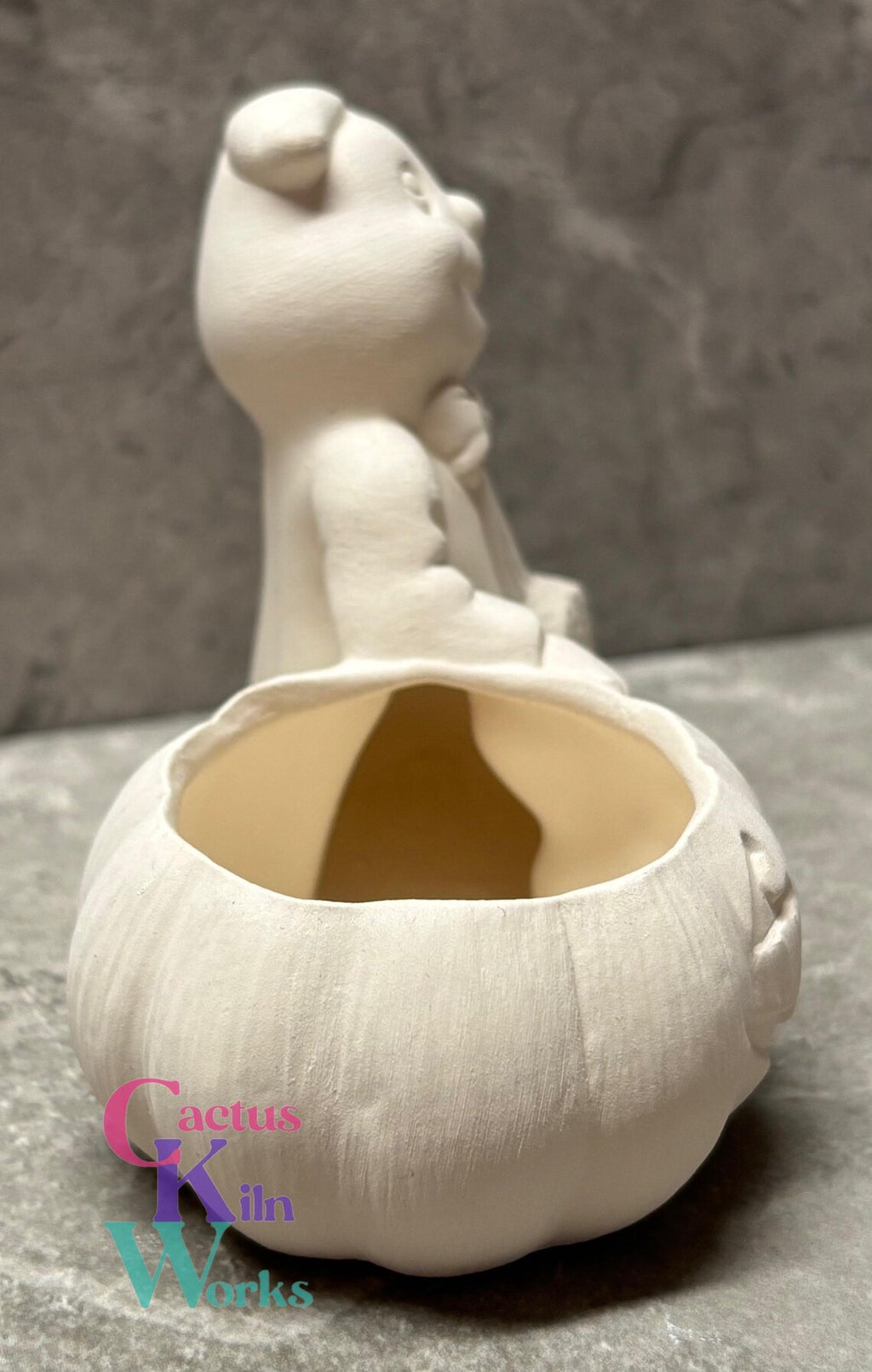 Ghost with Jack o' Lantern Pumpkin Candy Cup - Ceramic Bisque PYOP