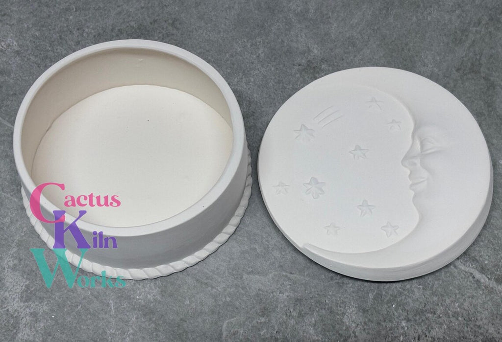 Crescent Moon Trinket Box Celestial - Ceramic Bisque PYOP