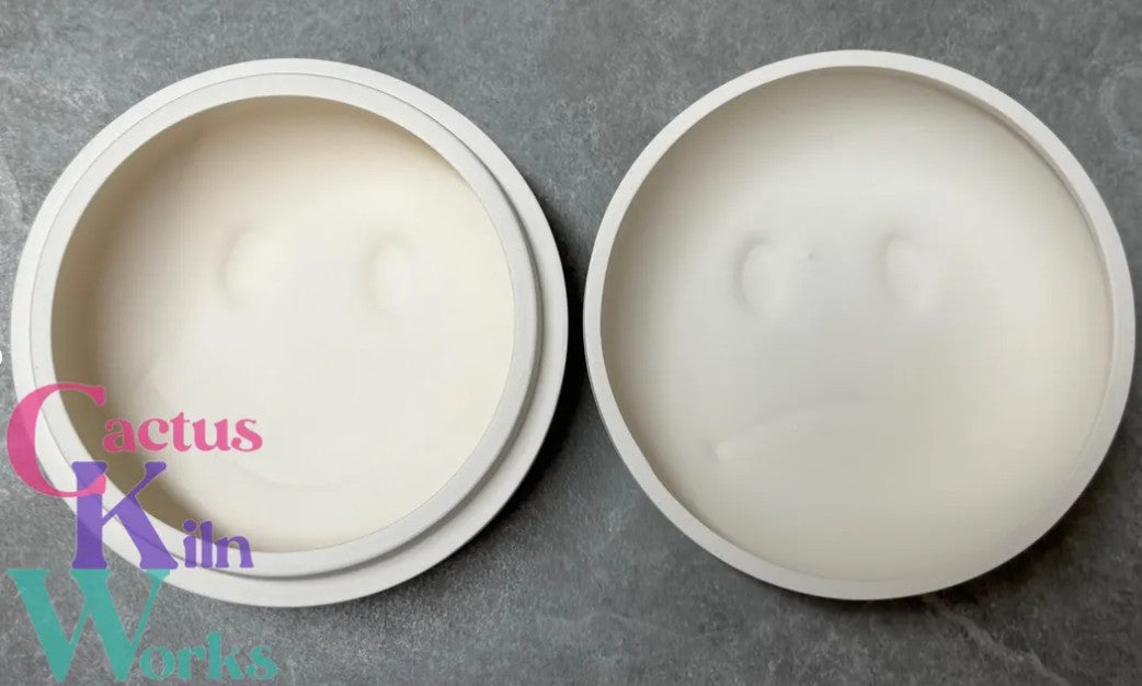 Smiley Sad Face Double Sided Trinket Box - Ceramic Bisque PYOP Happy