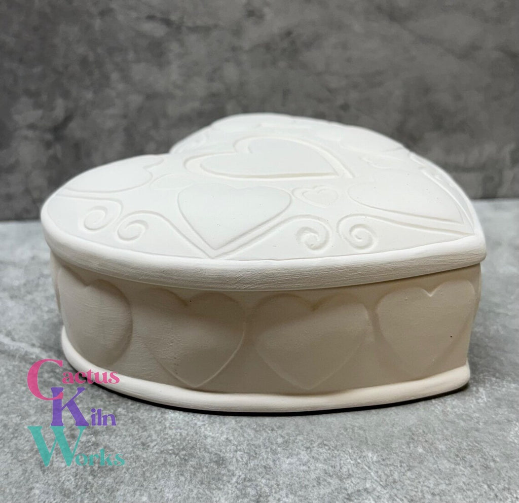 Hearts Valentine Trinket Box - Ceramic Bisque PYOP