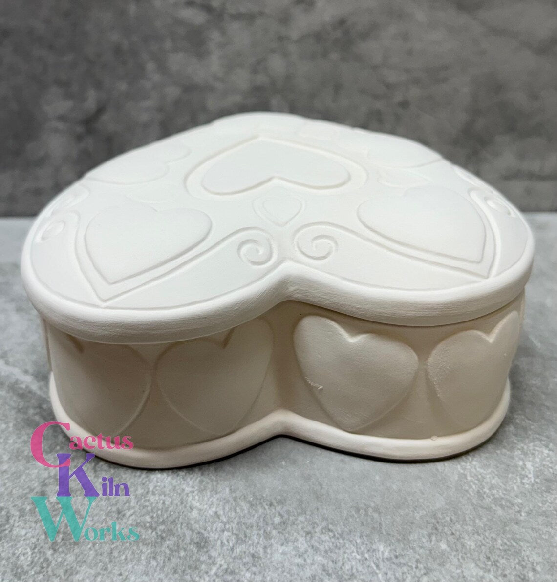 Hearts Valentine Trinket Box - Ceramic Bisque PYOP