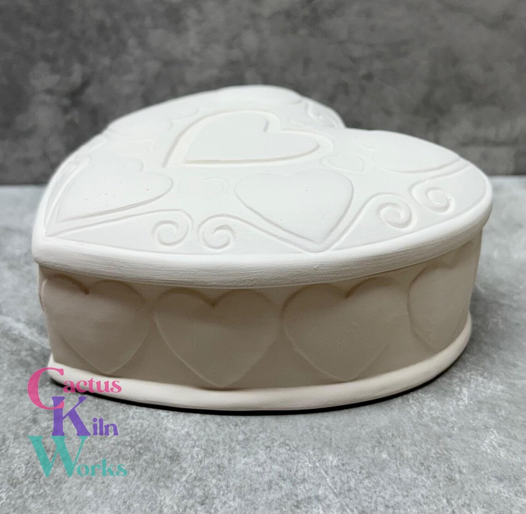 Hearts Valentine Trinket Box - Ceramic Bisque PYOP