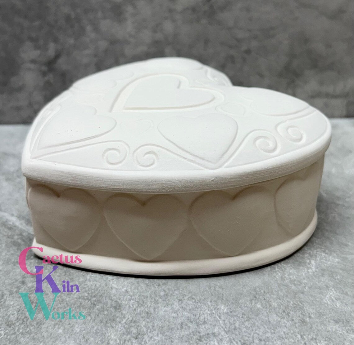 Hearts Valentine Trinket Box - Ceramic Bisque PYOP