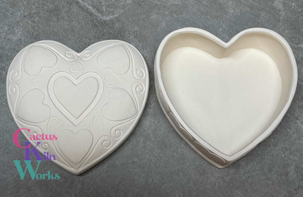 Hearts Valentine Trinket Box - Ceramic Bisque PYOP