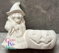 Witch with Jack o' Lantern Pumpkin Candy Cup - Ceramic Bisque PYOP